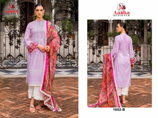 1052 A To C By Aasha Printed Pure Cotton Pakistani Suits Wholesale Market In Surat